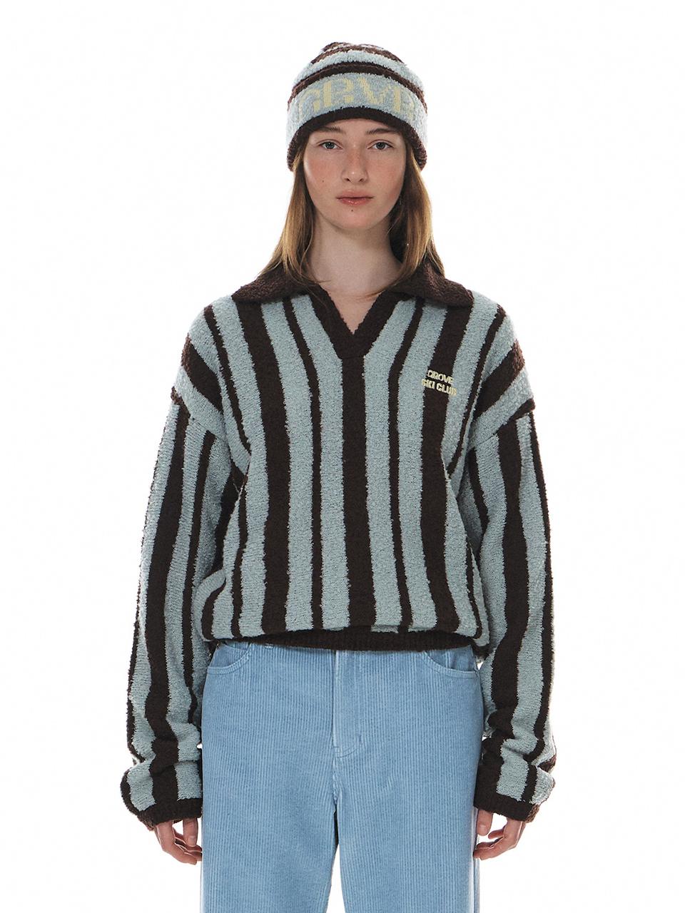 grove Banding Stripe Semi-Overfit Wool Blend Knit