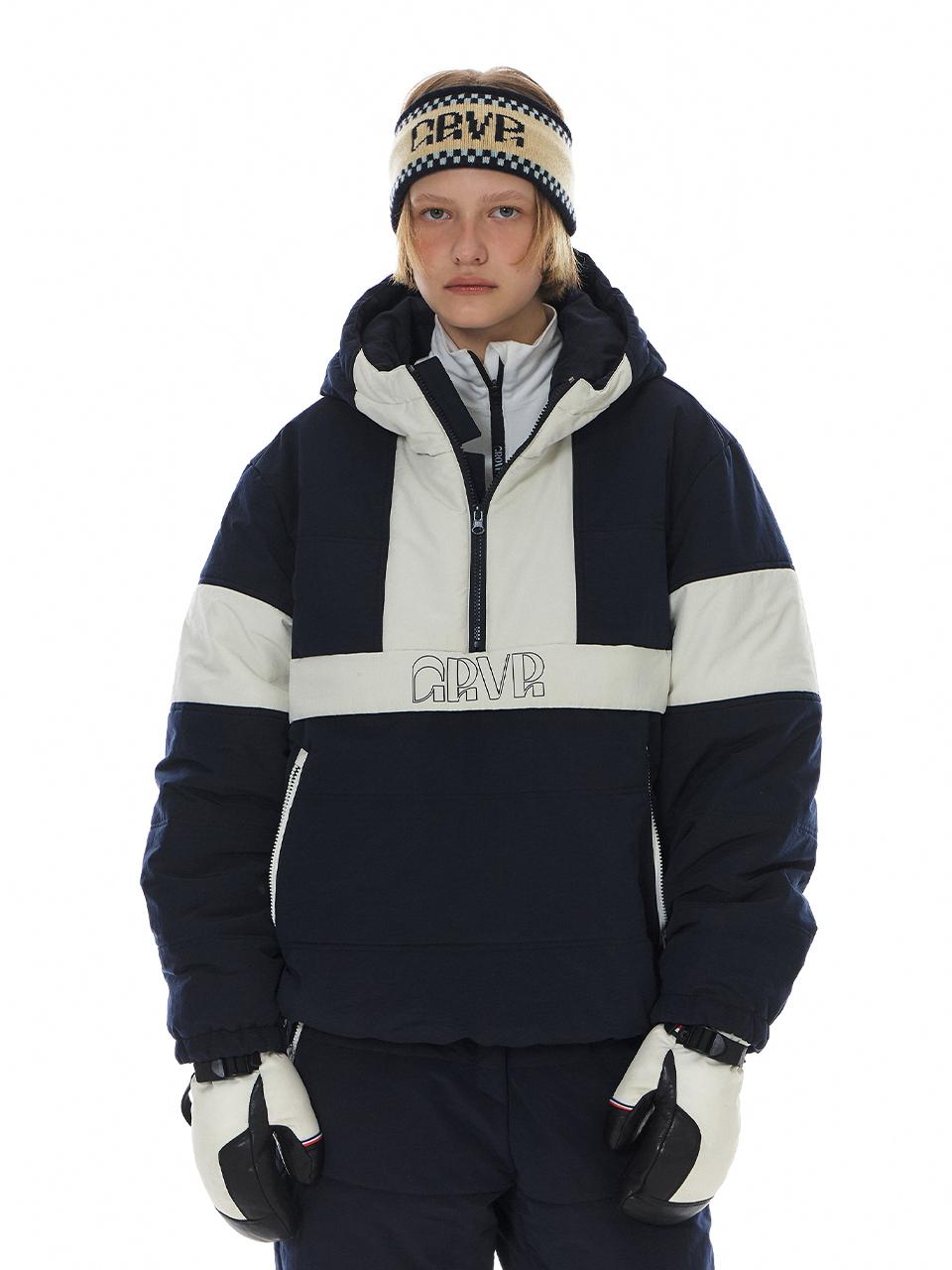 grove Color Block Premium Cotton Anorak Jumper [Navy/Black]