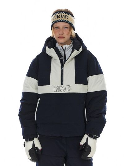 grove Color Block Premium Cotton Anorak Jumper [Navy/Black]