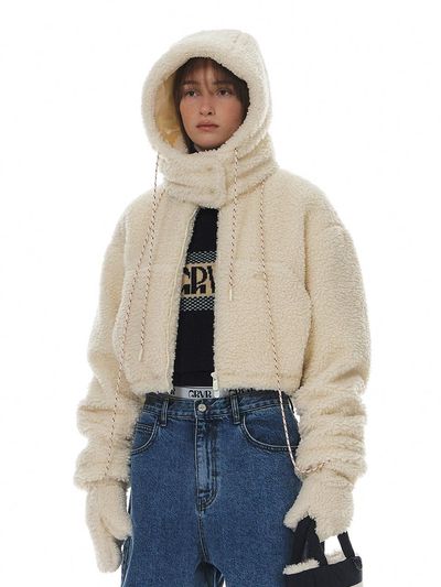 grove Cropped Thermal Fleece Jacket & Gloves Set