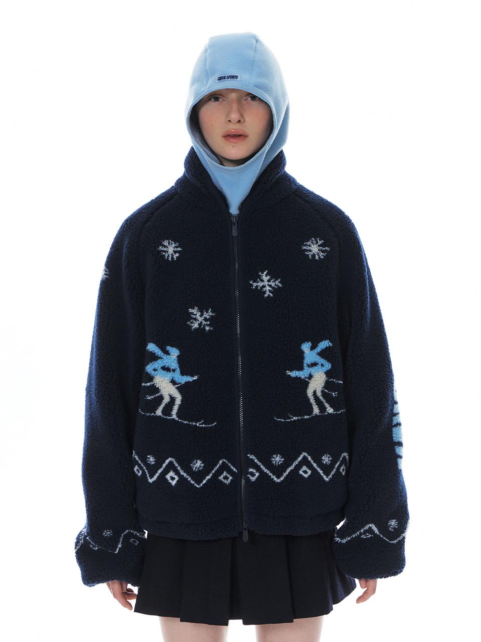 grove Micro Fleece Two-way Zipper Jacket [NAVY/GREY]