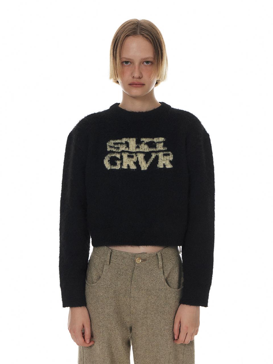 grove Round Neck Hairy Texture Knit Sweater [BEIGE/GREY/BLACK]
