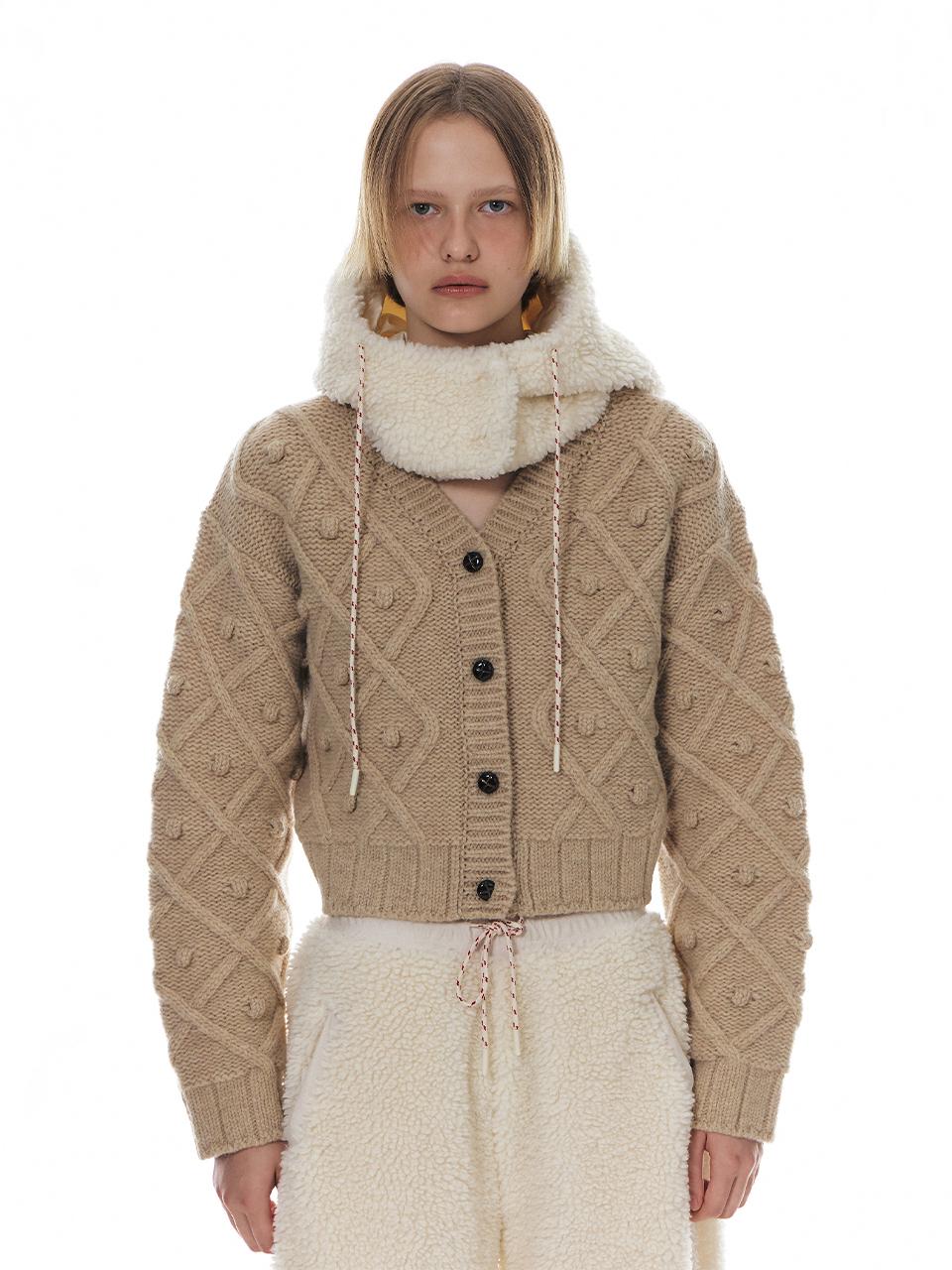 grove Scottish Wool V-Neck Fisherman Knit Cardigan
