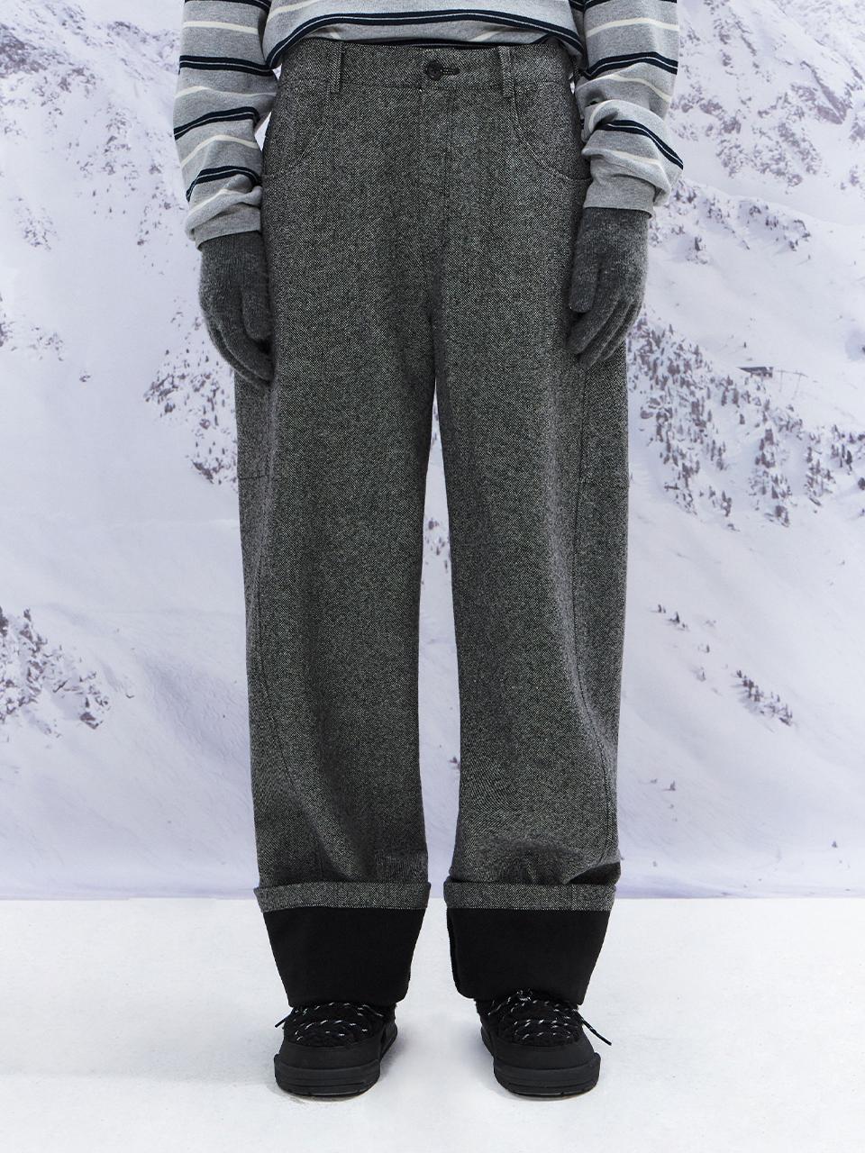 grove Wool Blend Curved Roll Up Pants [BLACK/BROWN/KHAKI]