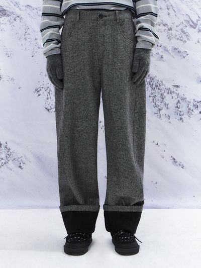 grove Wool Blend Curved Roll Up Pants [BLACK/BROWN/KHAKI]