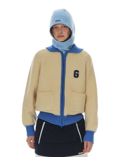 grove Wool Blend Two-Way Zip G Logo Cardigan  (3COLOR)