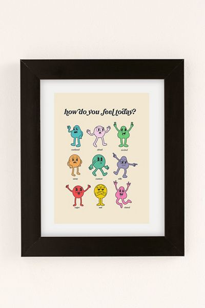 GS Print Shoppe GS Print Shoppe How Do You Feel Today? Art Print in Black Matte Frame at Urban Outfitters