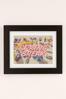GS Print Shoppe GS Print Shoppe Welcome To Spring Break Art Print in Black Matte Frame at Urban Outfitters