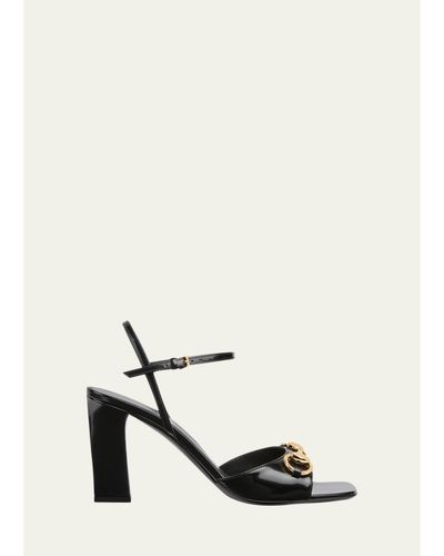 Gucci 85mm Signora Leather Ankle-Strap Sandals
