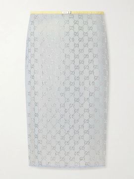 GUCCI Crystal-embellished silk-blend midi skirt