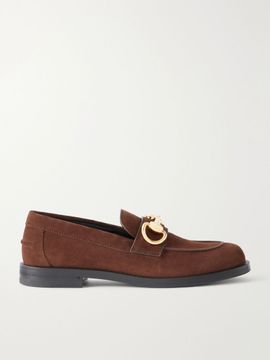 GUCCI Emily Moccasin horsebit-detailed suede loafers