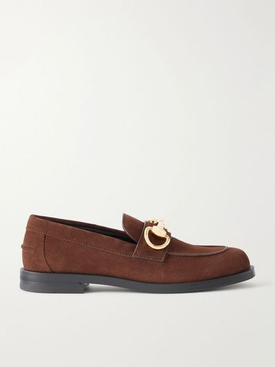 GUCCI Emily Moccasin horsebit-detailed suede loafers