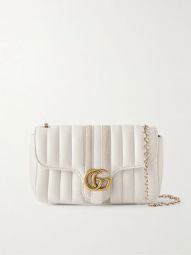GUCCI GG Marmont Jetset suede-trimmed quilted leather crossbody bag