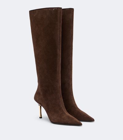 Gucci Gucci Bombshell GG suede knee-high boots