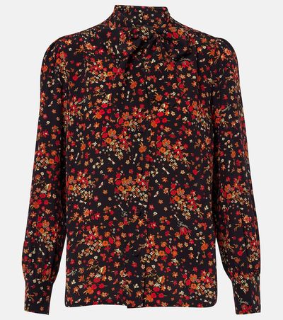 Gucci Gucci Bow-detail floral silk blouse