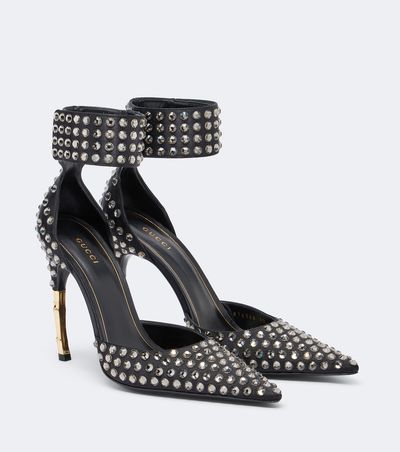 Gucci Gucci Castello embellished satin pumps