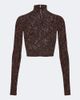 Gucci Gucci Cropped silk-blend lace turtleneck top - 1