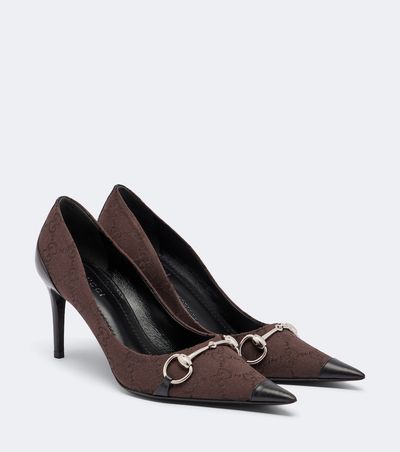Gucci Gucci Donna GG canvas leather-trimmed pumps