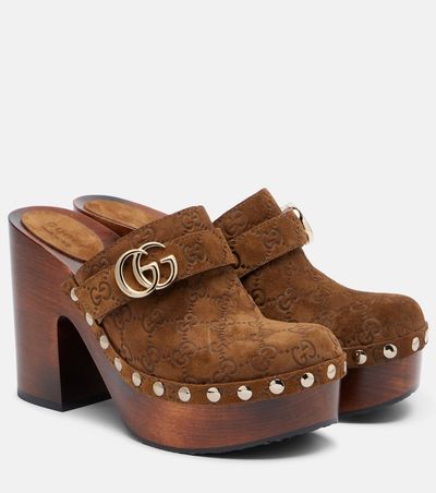 Gucci Gucci Double G suede clogs