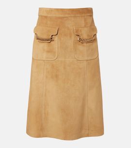 Gucci Gucci Embellished suede midi skirt