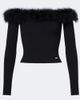 Gucci Gucci Feather-trimmed ribbed-knit top - 1