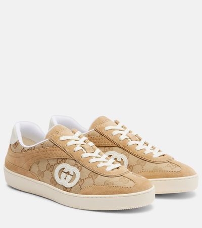 Gucci Gucci G75 GG Canvas suede-trimmed sneakers