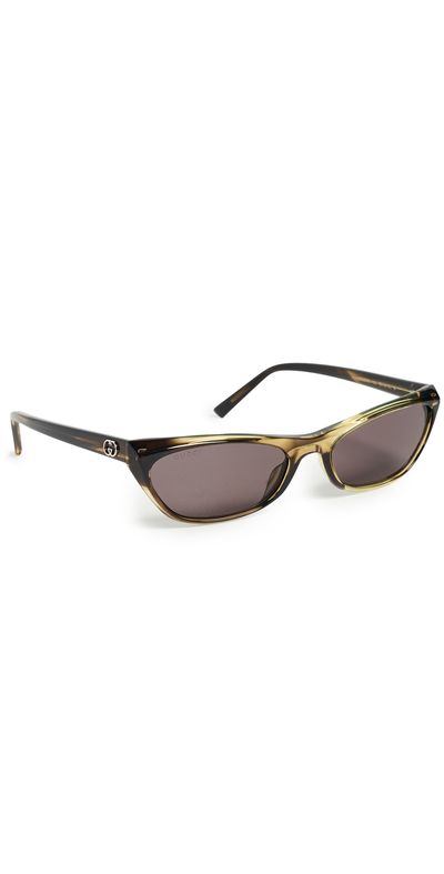 Gucci Gucci GG2203S Geometric Frame Sunglasses Havana-Havana-Grey One