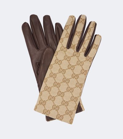 Gucci Gucci GG Canvas leather gloves