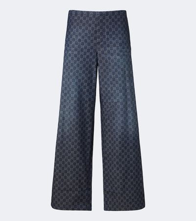 Gucci Gucci GG cotton chambray jacquard wide-leg pants