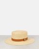 Gucci Gucci GG leather-trimmed straw boater hat - 4