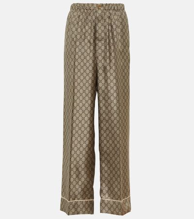 Gucci Gucci GG Supreme wide-leg silk pants
