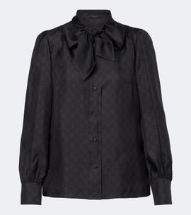 Gucci Gucci GG tie-neck silk twill blouse