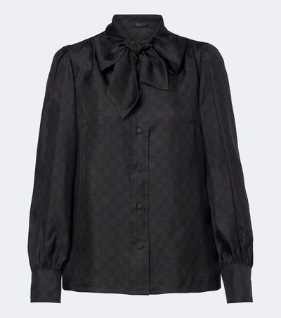 Gucci Gucci GG tie-neck silk twill blouse