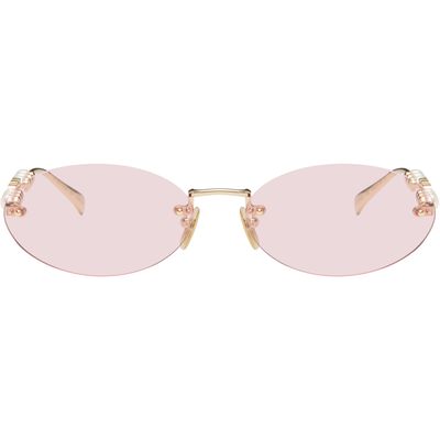 Gucci Gucci Gold Pearl Oval Frame Sunglasses