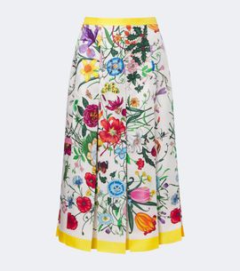 Gucci Gucci Gucci Flora pleated silk midi skirt