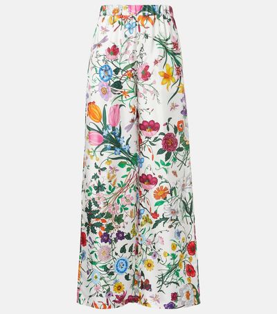 Gucci Gucci Gucci Flora silk twill palazzo pants