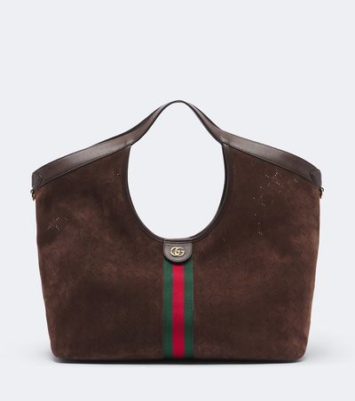 Gucci Gucci Gucci Giglio Large suede tote bag
