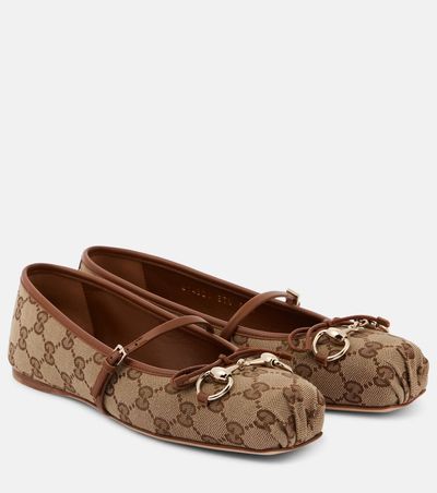 Gucci Gucci Horsebit canvas ballet flats