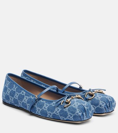 Gucci Gucci Gucci Horsebit GG denim ballet flats