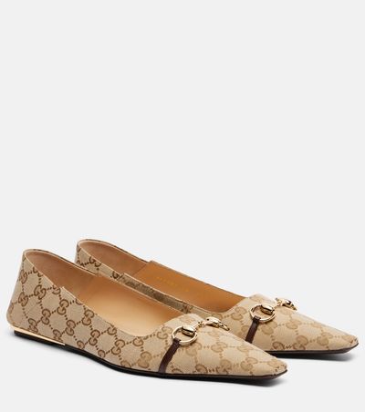 Gucci Gucci Horsebit GG Canvas ballet flats