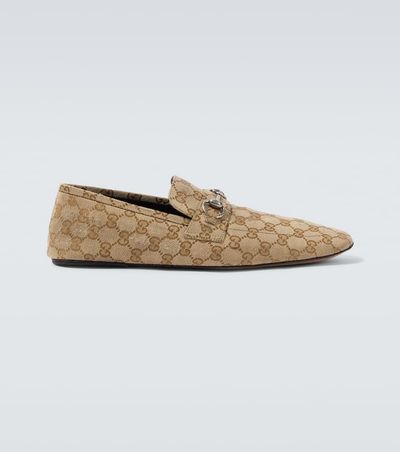 Gucci Gucci Horsebit GG Canvas distressed loafers