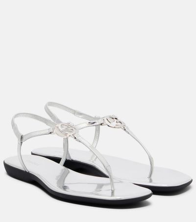 Gucci Gucci Interlocking G metallic leather thong sandals