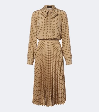 Gucci Gucci Interlocking G plissé silk midi dress