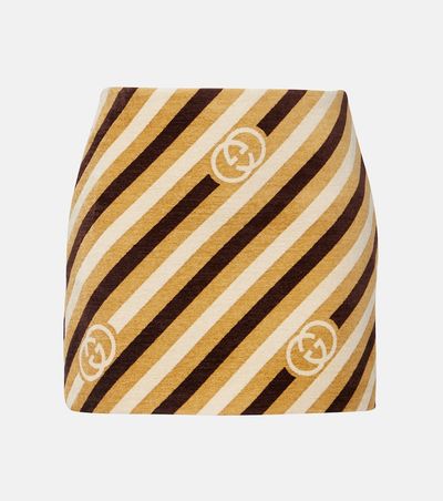Gucci Interlocking G striped velvet and chenille miniskirt