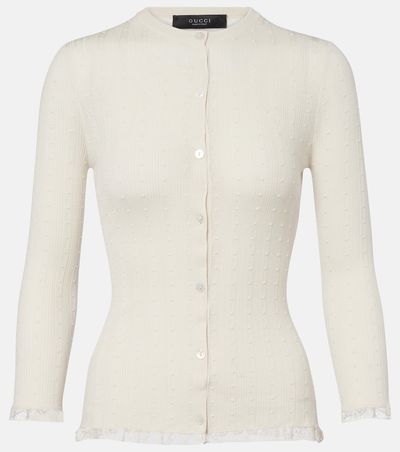 Gucci Gucci Lace-trimmed wool cardigan
