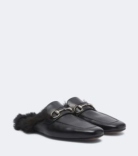 Gucci Gucci Larindo Horsebit shearling-lined leather mules
