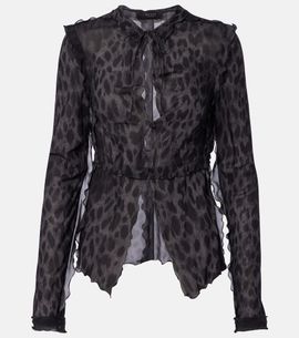 Gucci Gucci Leopard-printed silk blouse