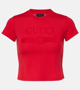 Gucci Gucci Logo cropped cotton-blend jersey T-shirt