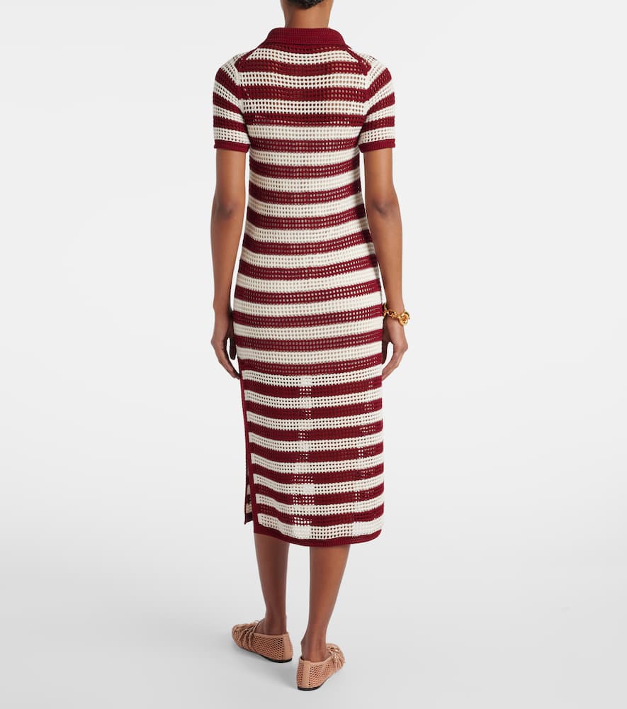polo striped silk blend dress Polo Ralph Lauren Silk-Blend A-Line Midi Dress in Natural