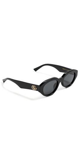 Gucci Gucci Oval Sunglasses Black-Black-Grey One
